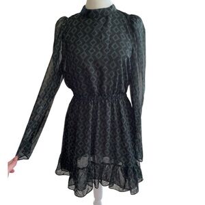 Zara black and green sheer dress M